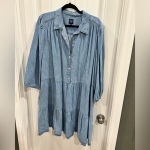 GAP Chambray Tiered Button Front Dress Size XXL